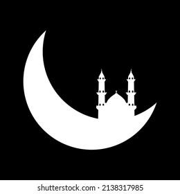 Crescent moon with mosque illustration