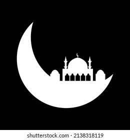 Luna creciente con ilustración de la mezquita