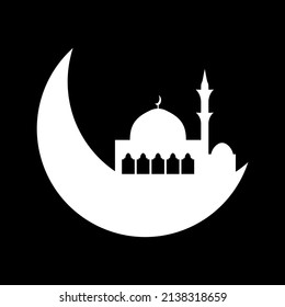 Crescent moon with mosque illustration