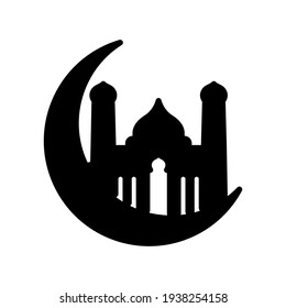 Crescent moon mosque islam icon design template vector