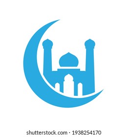 Crescent moon mosque islam icon design template vector