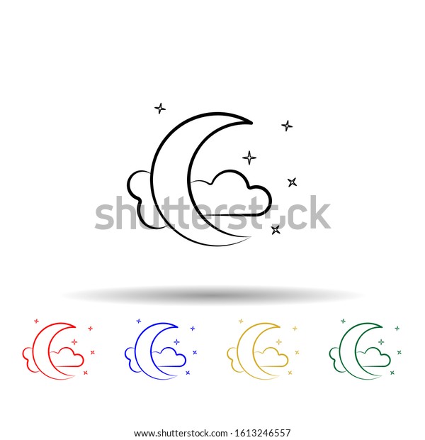 Crescent moon multi color style icon. Simple\
thin line, outline vector of dia de muertos icons for ui and ux,\
website or mobile\
application