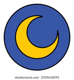 Crescent Moon Night Flat Icon Isolated On White Background