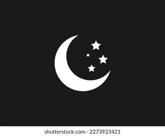 Crescent, moon, night icon. Vector illustration.