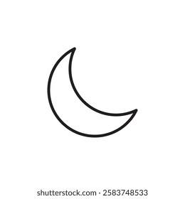 Crescent, moon, night icon.vector flat black linear illustration for web and app..eps