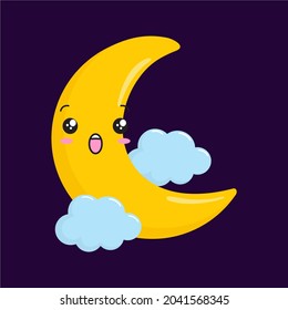 Crescent Moon Night kawaii cartoon