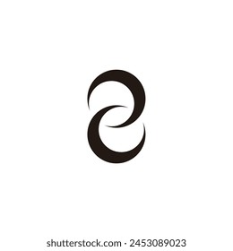 crescent moon number 8 simple logo symbol vector