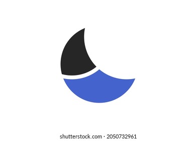 Crescent moon ocean logo design concept template.