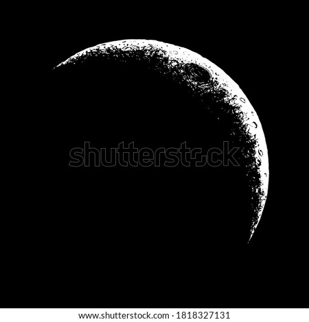 Crescent moon on black background.