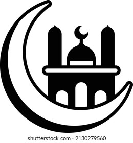 crescent moon on top of mosque Concept, Moon Sighting Vector Icon Design, Ramazan and Eid al-Fitr Symbol, Islamic and Muslims fasting Sign, Arabic holidays celebration stock illustration