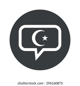 Crescent moon and one star in chat bubble, in black circle, isolated on white