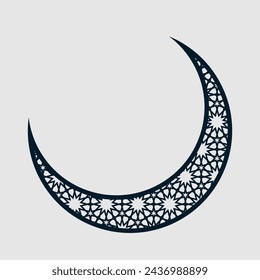 Halbmond mit Ornament, geeignet für Eid al-Fitr, Muharram, Eid al-Adha, Ramadan Feiertage und andere islamische Feiern