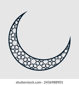 Crescent moon with ornament, suitable for Eid al-Fitr, Muharram, Eid al-Adha, Ramadan holidays, and other Islamic celebrations