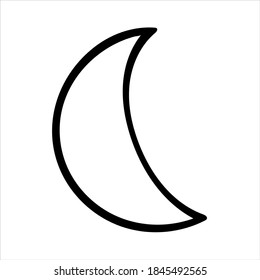 Esbozo de luna creciente, ilustración aislada de vector simple dibujado a mano en blanco y negro sobre fondo blanco