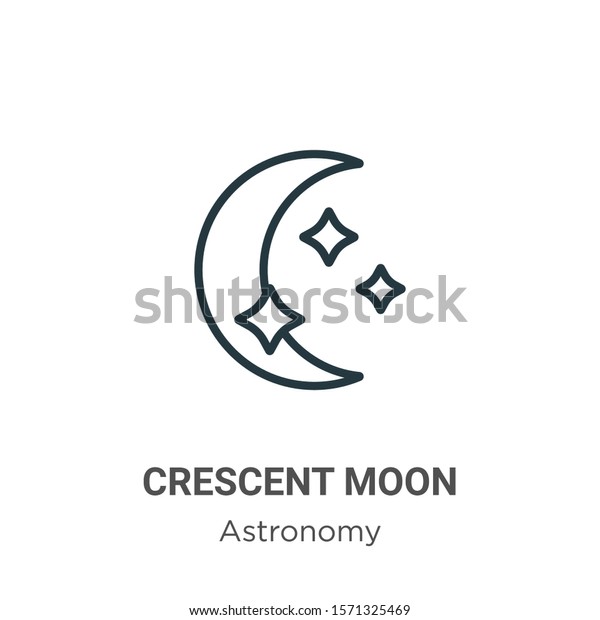 Crescent moon outline vector\
icon. Thin line black crescent moon icon, flat vector simple\
element illustration from editable astronomy concept isolated on\
white background
