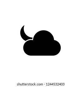 Crescent moon over cloud icon. Simple glyph vector of weather set for UI and UX, website or mobile application