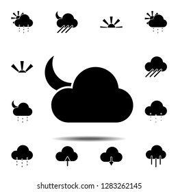 Crescent moon over cloud icon. Simple glyph vector of weather set for UI and UX, website or mobile application