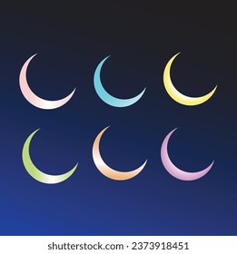 Crescent Moon in Pastel colors, sky background, Dreamy Moon artwork