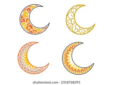 Crescent moon pattern logo icon design collection