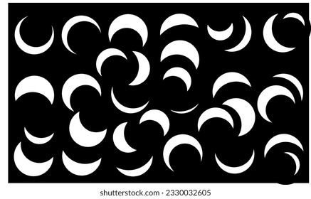 Crescent moon pattern on black background.