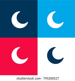 Crescent moon phase four color material and minimal icon logo set in red and blue