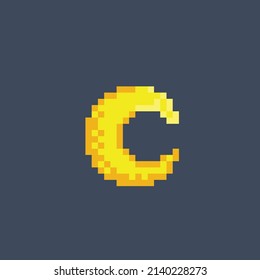 crescent moon in pixel style