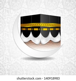  Crescent Moon with Qaba Shareef background for Ramadan Kareem.