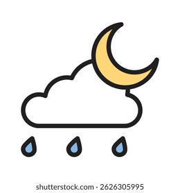 Lua crescente com gotículas de chuva para tempo noturno chuvoso