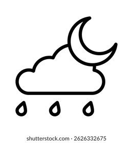 Lua crescente com gotículas de chuva para tempo noturno chuvoso