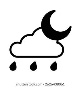 Lua crescente com gotículas de chuva para tempo noturno chuvoso