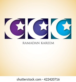 Crescent moon "Ramadan Kareem" (Generous Ramadan) card in vector format.