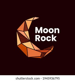 crescent moon rock stone gem logo vector icon illustration