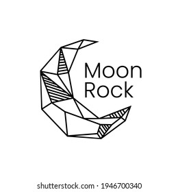 crescent moon rock stone gem logo vector icon illustration