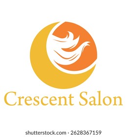 crescent moon salon flat minimalist logo design