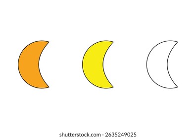Crescent moon set vector symbol icon design. Half moon icon Symbol collection. Moon icon vector sign illustration design. crescent moon icon set isolated on white background. Eps file 75.