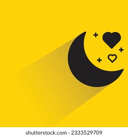 crescent moon with shadow on yellow background