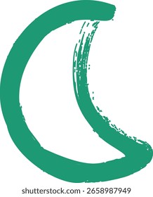 Uma forma de lua crescente criada com pinceladas em negrito e bordas ásperas. A forma curva é representada com um estilo texturizado e artístico. Ilustração de vetor de desenhos animados.
