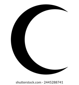 símbolo de forma de luna creciente, silueta en blanco y negro Ilustración vectorial de fase lunar simple aislada sobre fondo blanco