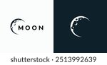 Crescent moon shape vector logo design with modern, simple, clean and abstract style. Icon for business, research and personal branding.