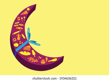 Crescent Moon en forma de caja para regalo para el mes sagrado del Ramadán. Imágenes prediseñadas editables.