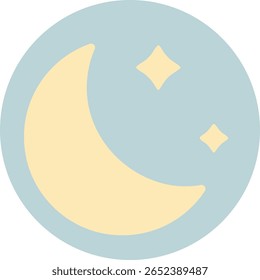 Crescent Moon with Shining Star on Soft Blue Background