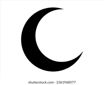Crescent moon silhouette vector art white background