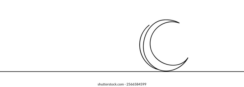 crescent moon single one continuous line illustration design.