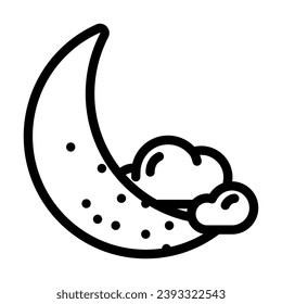 vector de icono de la línea de noche de sueño de luna creciente. señal de noche de luna creciente de sueño. símbolo de contorno aislado ilustración negra