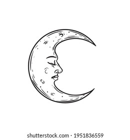 472 Crescent man in the moon drawing Stock Illustrations, Images ...