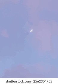 Crescent moon in a soft pastel sky during twilight in vector