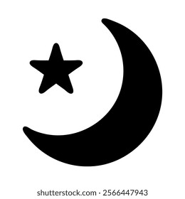 Crescent moon and star. Concept of Islam, Ramadan, and Eid.