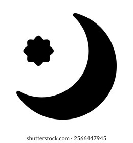 Crescent moon and star. Concept of Islam, Ramadan, and Eid.