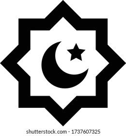 Crescent Moon with Star Concept Vector Glyph Icon Design, Ramazan kareem and Islamic Symbols on white background,