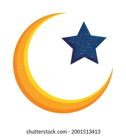 diseño de luna creciente y estrellas